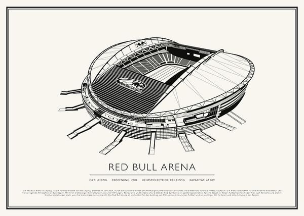 Poster Red Bull Arena Vintage Skizze 02 DE
