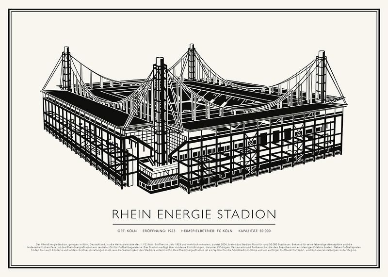 RheinEnergieStadion Vintage Skizze Poster-12