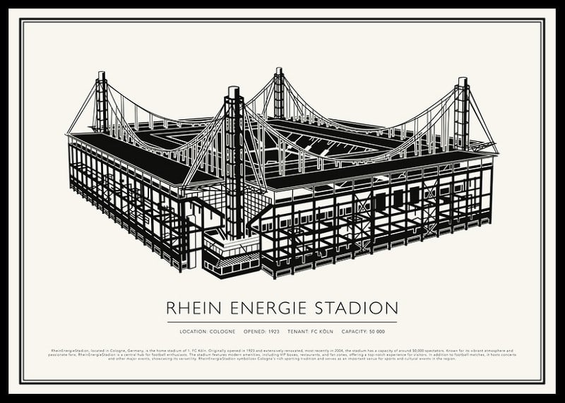 Póster de boceto vintage del RheinEnergieStadion-12