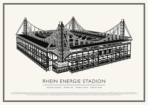 Poster RheinEnergieStadion Vintage Sketch 02 EN