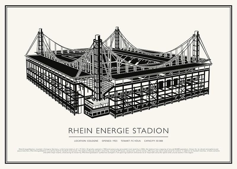 Afiș cu schiță de epocă RheinEnergieStadion-12