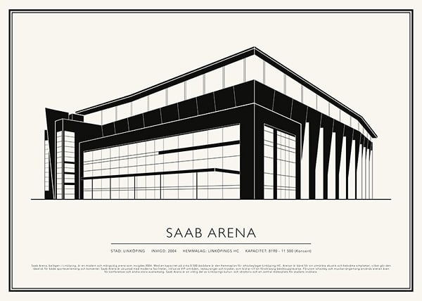 Poster SAAB Arena Vintage Skiss 02 SE