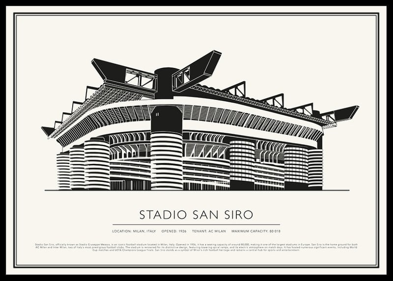 Plagát Vintage Sketch Stadio San Siro-12