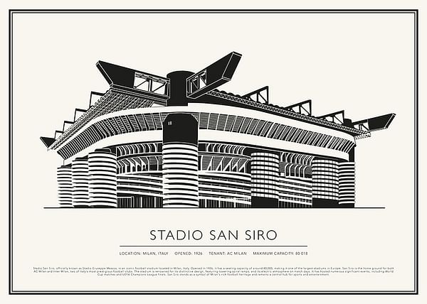 Poster Stadio San Siro Vintage Sketch 02 EN