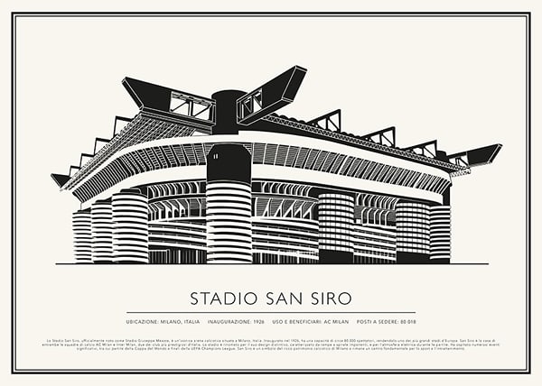 Poster Stadio San Siro Vintage Schizzo 02 IT