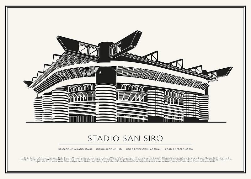 Stadio San Siro Vintage Schizzo poster-12