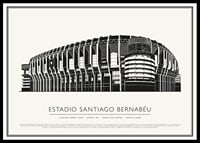 Santiago Bernabéu Stadium Vintage Sketch plakāts-0