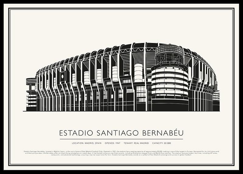 Poster Stadionul Santiago Bernabéu Vintage Sketch-12
