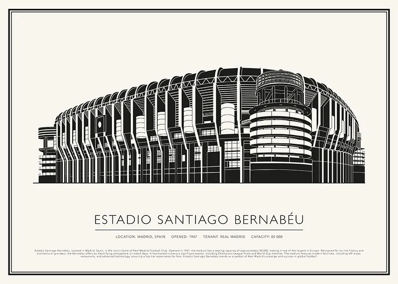 Estadio Santiago Bernabéu Vintage Sketch poster-12