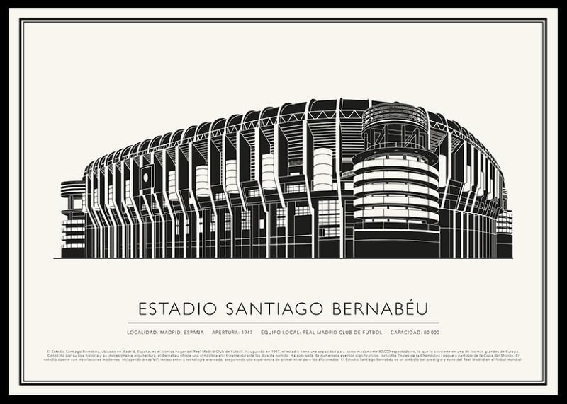 Estadio Santiago Bernabéu Sketch Póster-12