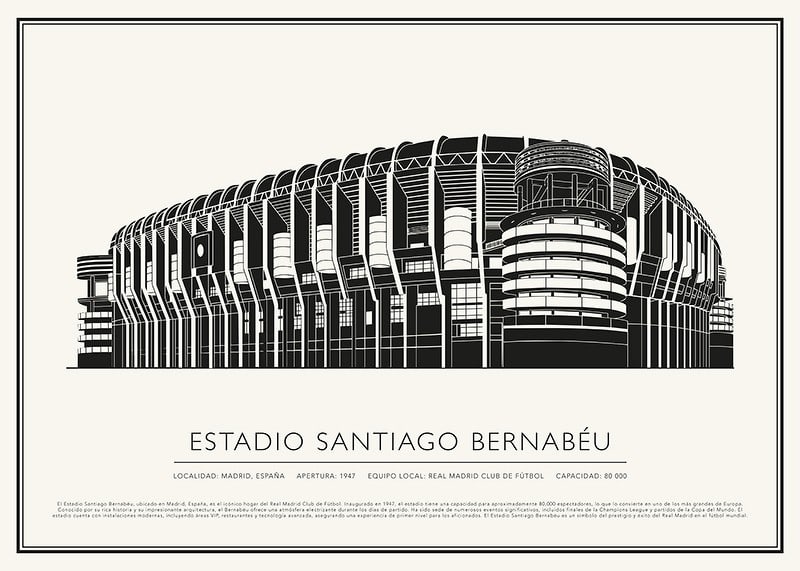 Estadio Santiago Bernabéu Sketch Póster-12