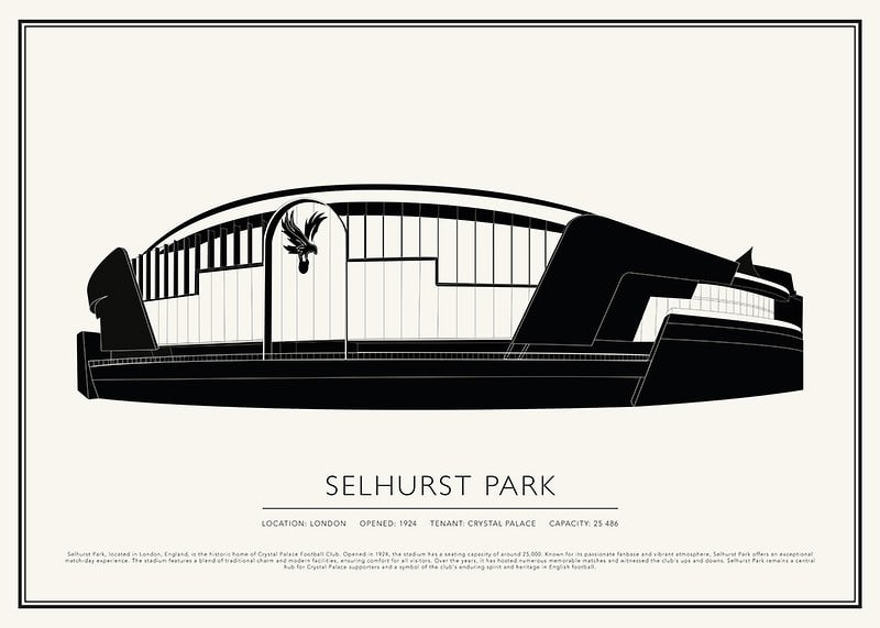 Selhurst Park Vintage Skizze Poster-12