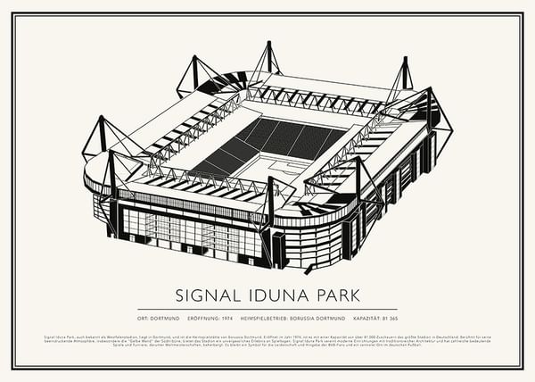 Poster Signal Iduna Park Vintage Skizze 02 DE