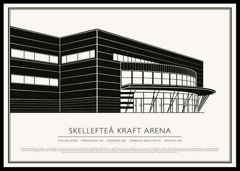 Skellefteå Kraft Arena Vintage Skiss poster-12