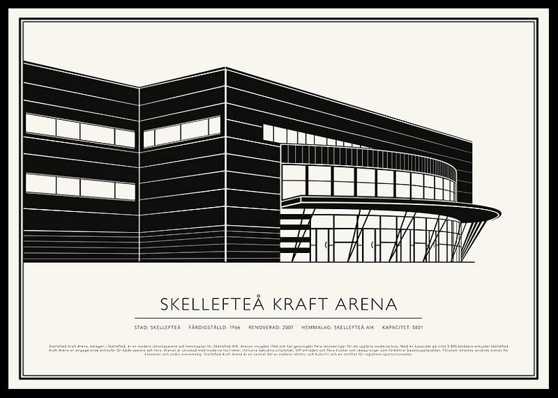 Skellefteå Kraft Arena Vintage Skiss poster-12
