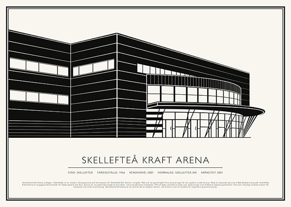 Poster Skellefteå Kraft Arena Vintage Skiss 02 SE