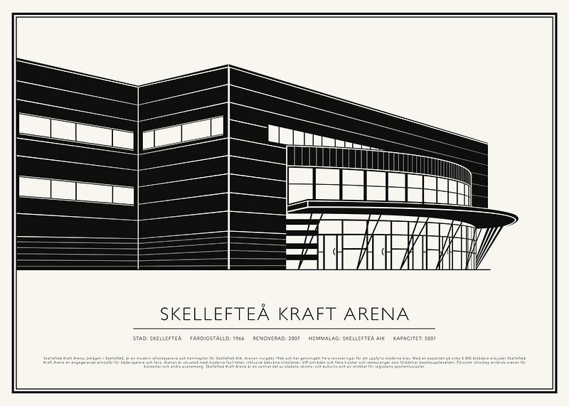 Skellefteå Kraft Arena Vintage Skiss poster-12