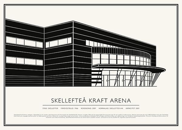 Poster Skellefteå Kraft Arena Vintage Skiss 02 SE