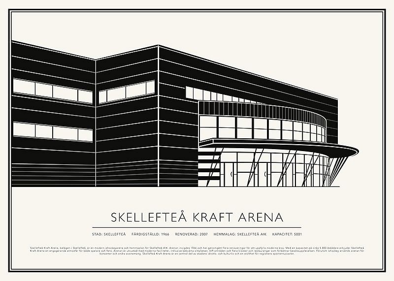 Skellefteå Kraft Arena Vintage Skiss poster-12
