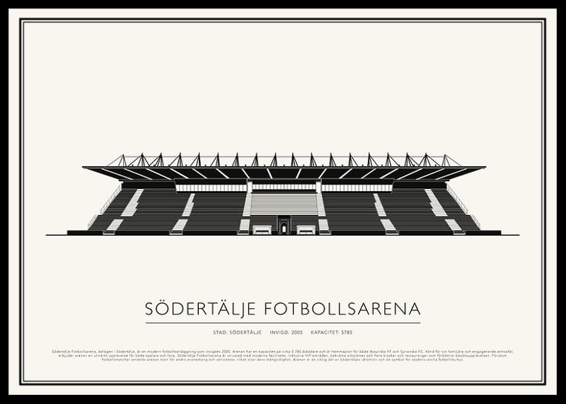 Södertälje Fotbollsarena Vintage Skiss poster-12