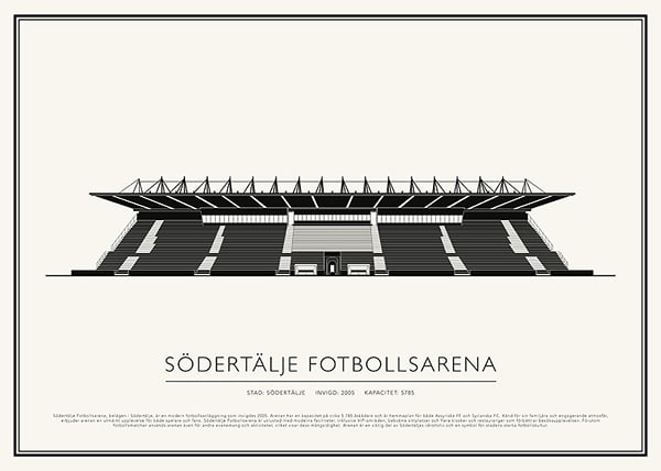 Poster Södertälje Fotbollsarena Vintage Skiss 01 SE