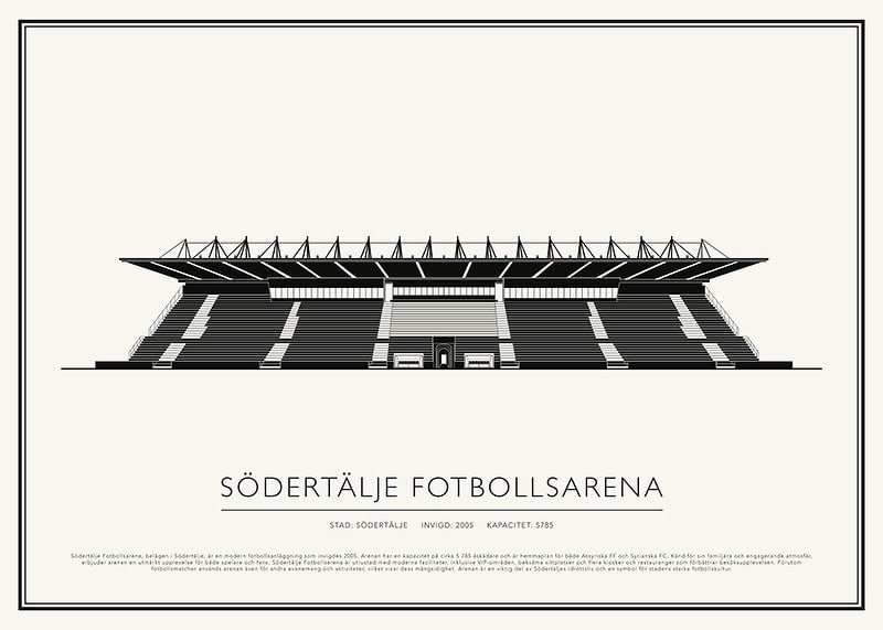 Södertälje Fotbollsarena Vintage Skiss poster-12