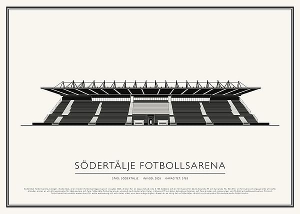 Poster Södertälje Fotbollsarena Vintage Skiss 01 SE