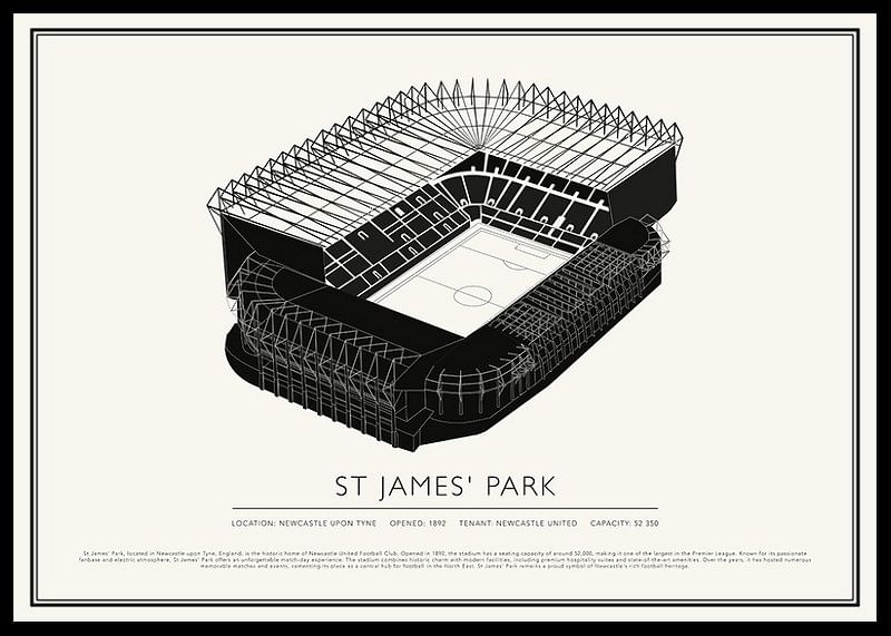 Poster cu schiță de epocă St James' Park-12