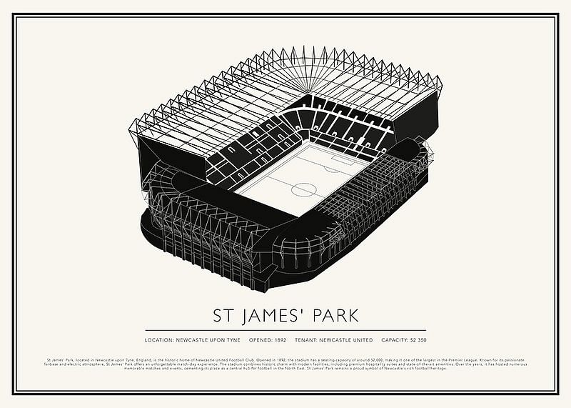 Poster cu schiță de epocă St James' Park-12