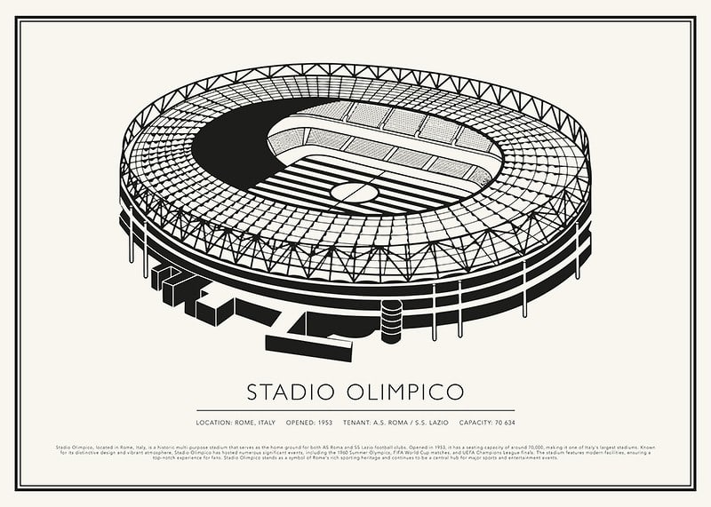 Olimpiskā stadiona vintage skices plakāts-12