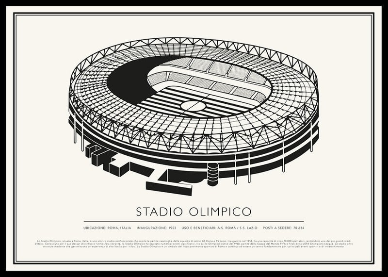 Stadio Olimpico Vintage Schizzo poster-12