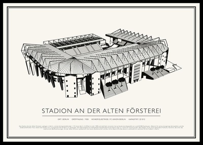 Stadion An der Alten Försterei Vintage Skizze Poster-12