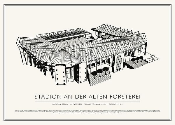 Poster Stadion An der Alten Försterei Vintage Sketch 02 EN