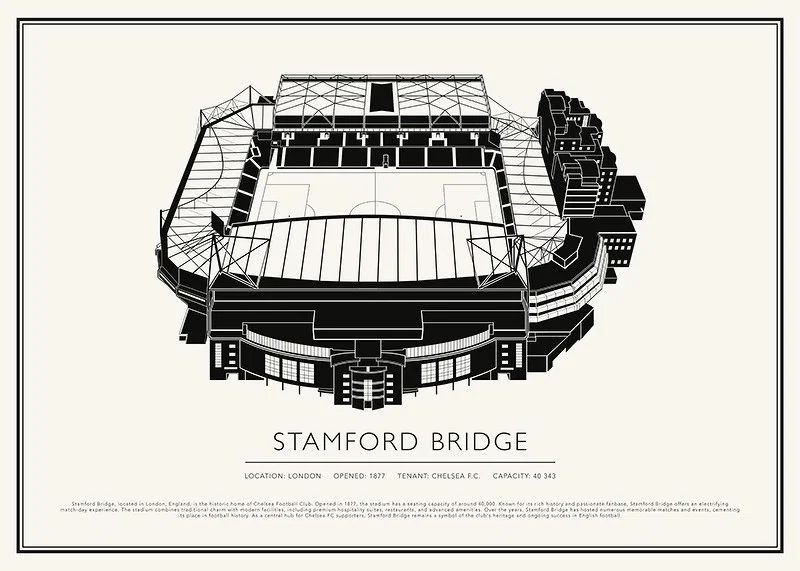 Stamford Bridge Vintage Skiss affisch-12