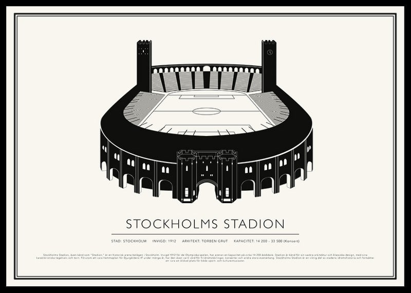 Stockholms Stadion Vintage Skiss poster-12