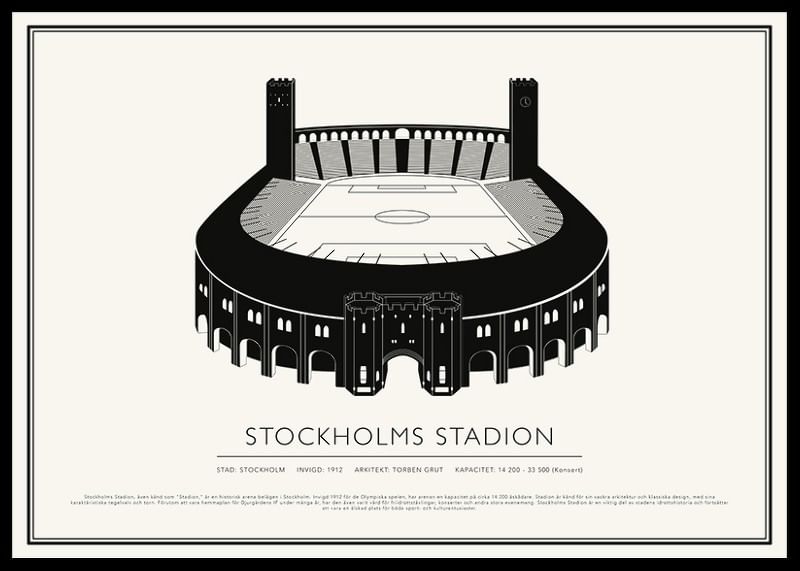 Stockholms Stadion Vintage Skiss poster-12