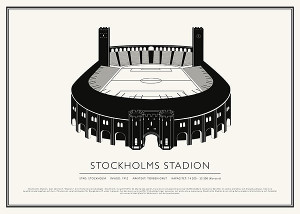 Poster Stockholms Stadion Vintage Skiss 02 SE