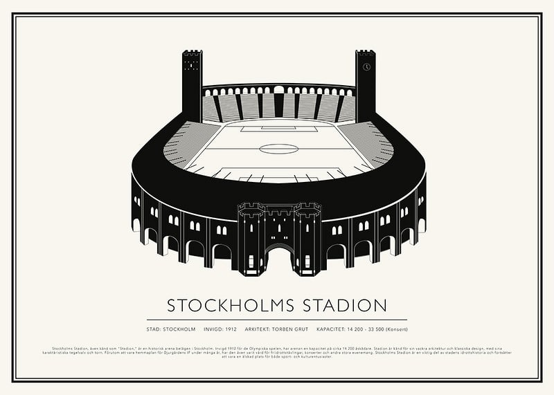 Stockholms Stadion Vintage Skiss poster-12