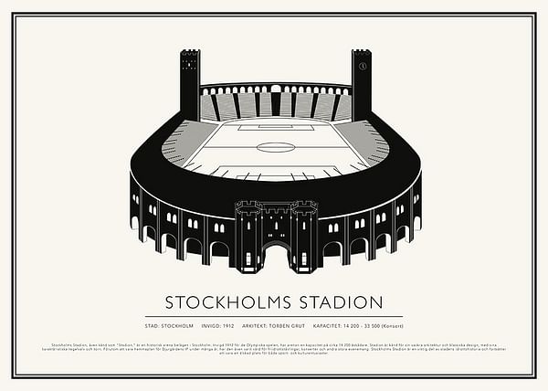 Poster Stockholms Stadion Vintage Skiss 02 SE