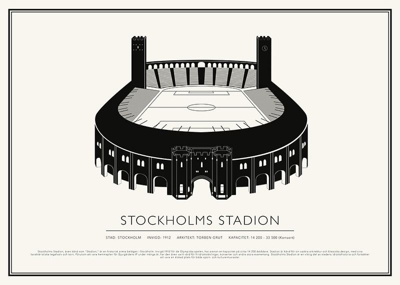 Stockholms Stadion Vintage Skiss poster-12