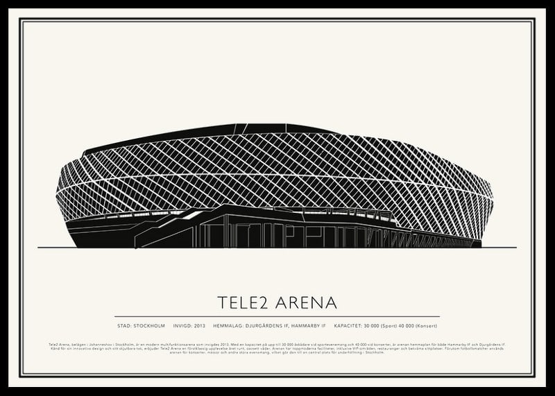 Tele2 Arena Vintage Skiss poster-12