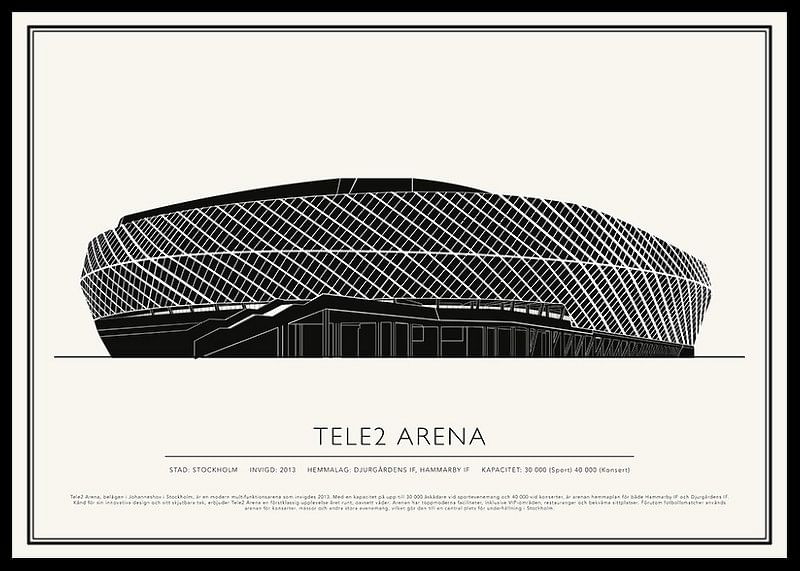 Tele2 Arena Vintage Skiss poster-12