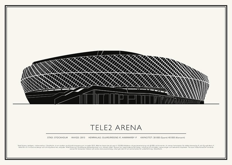 Tele2 Arena Vintage Skiss poster-12