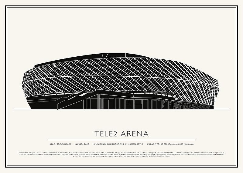Tele2 Arena Vintage Skiss poster-12