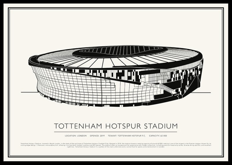 Tottenham Hotspur Stadion Vintage schets poster-12