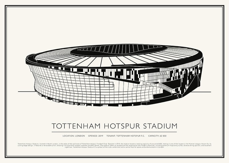 Tottenham Hotspur Stadion Vintage schets poster-12