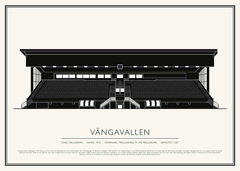 Vångavallen Vintage Skiss poster-12