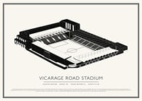 Vicarage Road Stadium Vintage Sketch plagát-1