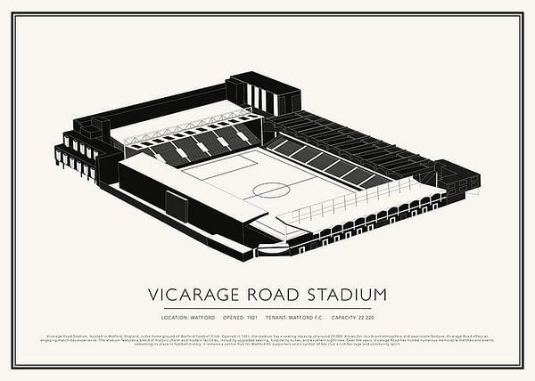 Poster Vicarage Road Stadium Vintage Sketch 02 EN