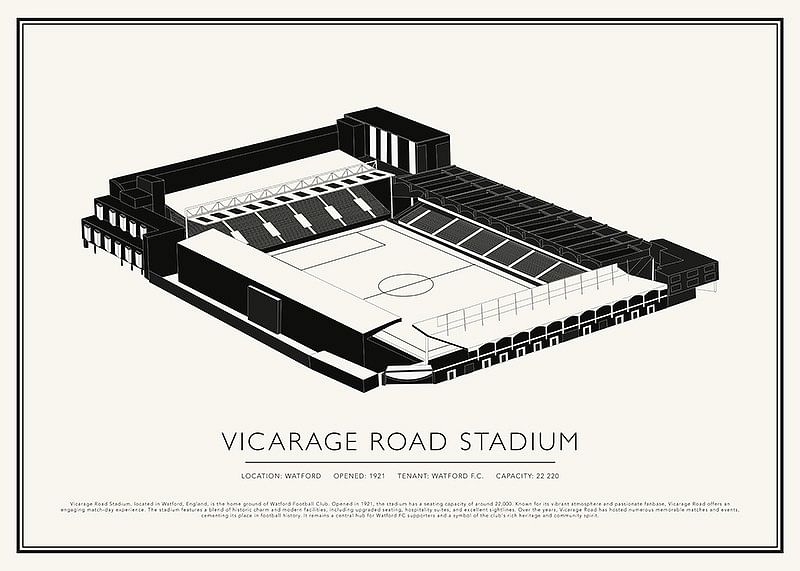 Poster Vicarage Road Stadium Vintage Sketch-12